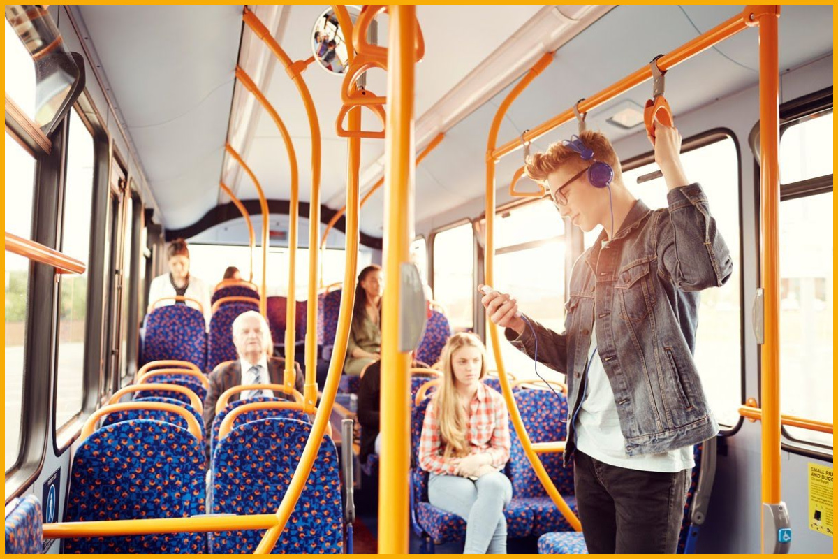 People travelling inside a Stagecoach bus